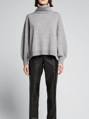 Alice + Olivia Classics Wool Blend Violetta Turtleneck Sweater Gray
